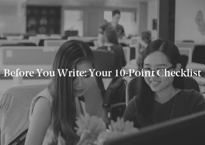 Before You Write: Your 10-Point Checklist