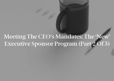 Meeting the CEO’s Mandates: The ‘New’ Executive Sponsor Program (Part 2 of 3)
