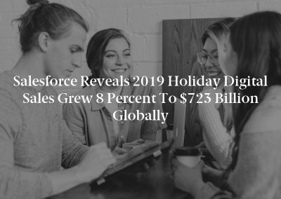 Salesforce Reveals 2019 Holiday Digital Sales Grew 8 Percent to $723 Billion Globally