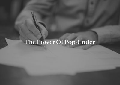 The Power of Pop-Under