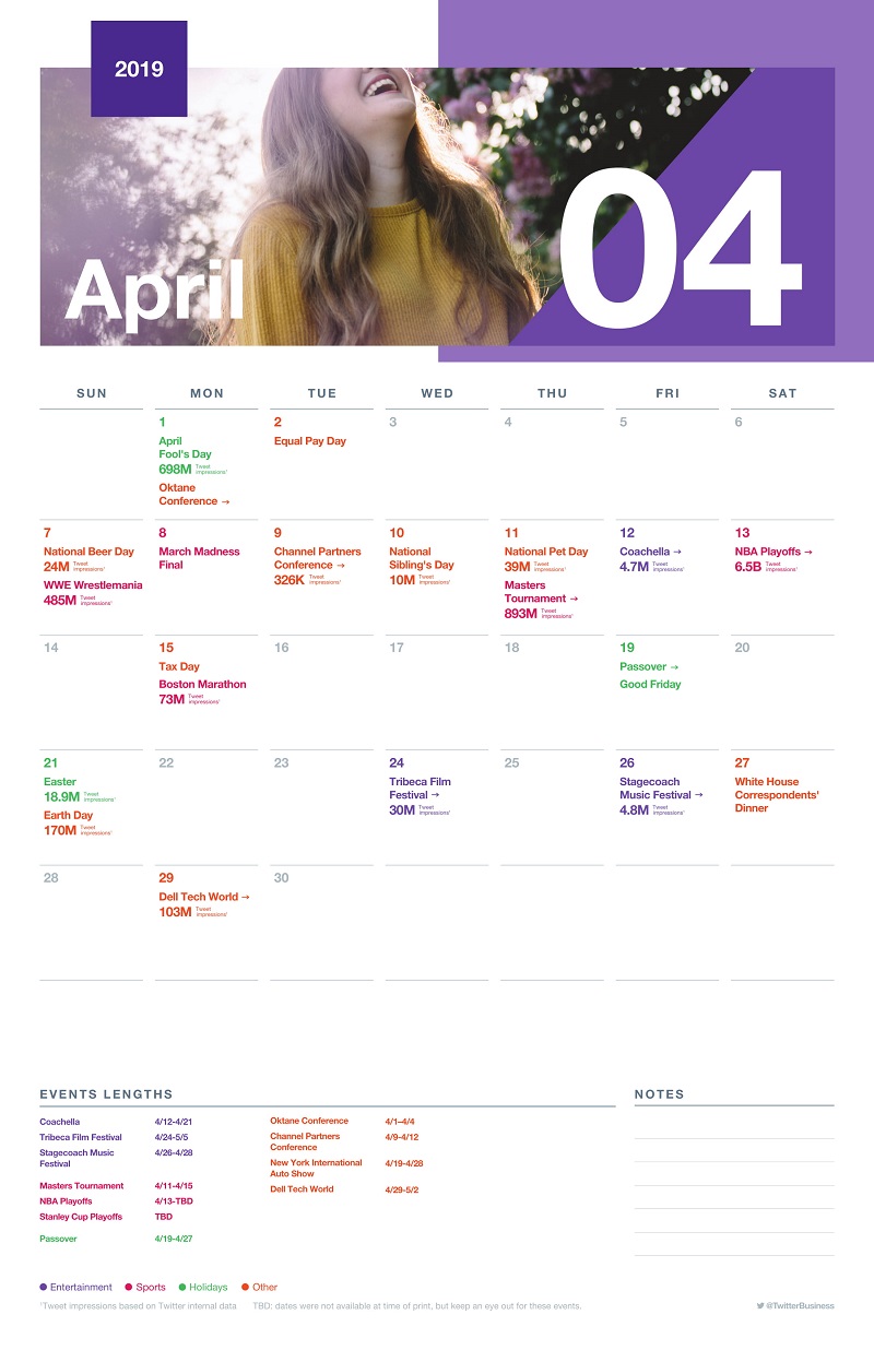 , Twitter Releases Major Events Calendar for April to Assist with Strategic Planning, TornCRM