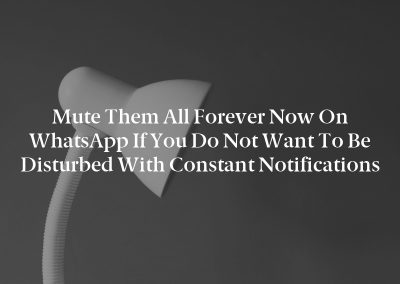 Mute them all forever now on WhatsApp if you do not want to be disturbed with constant notifications